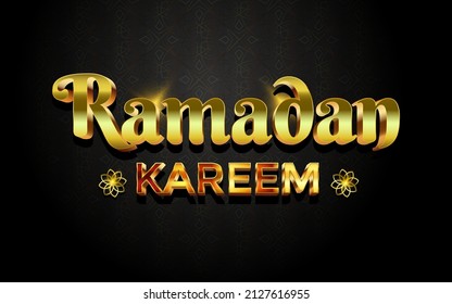 Ramadan kareem luxury gold editable text effect with dark grey background