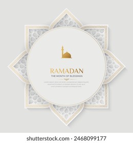 Ramadan Kareem luxury ornamental greeting card with decorative border frame