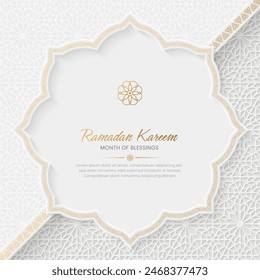 Ramadan Kareem luxury ornamental greeting card with decorative border frame