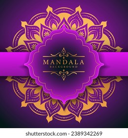 Ramadan Kareem in luxury style with golden mandala on dark background for Ramadan Mubarak