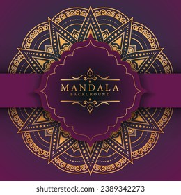 Ramadan Kareem in luxury style with golden mandala on dark background for Ramadan Mubarak