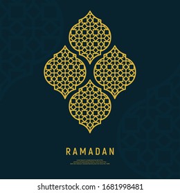 Ramadan Kareem - mandala pattern mosque for ramadan mubarak and kareem. greeting background islamic symbol crescent with arabic pattern