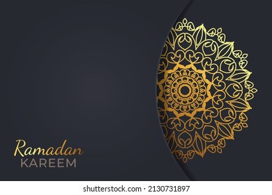 Ramadan kareem mandala style golden pattern background.