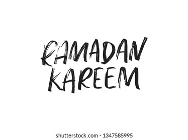 Ramadan Kareem manuscript handwriting. Text black Lettering calligraphy.