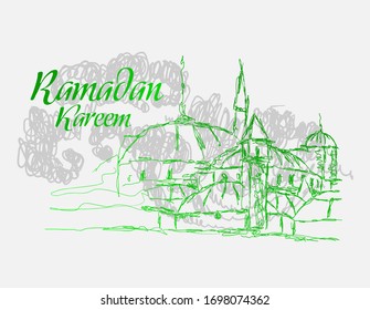 ramadan kareem is mean muslim event background with scribble art