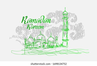 ramadan kareem is mean muslim event background with scribble art
