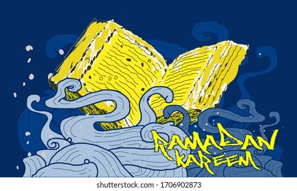 ramadan kareem is mean muslim event template background for with scribble art