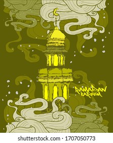 ramadan kareem is mean muslim event template background for with scribble art