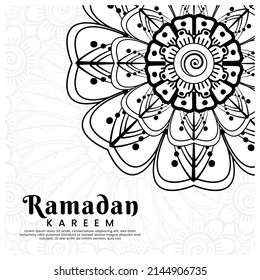 Ramadan kareem with mehndi flower background. Abstract illustration