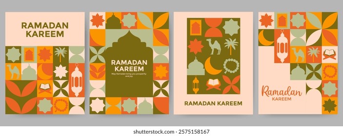 Ramadan Kareem minimalist geometric design for banner, card, cover, poster, advertising, wallpaper.