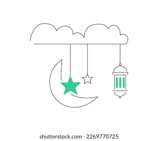 ramadan kareem, minimalist line decorative design. for islmaic poster, icon, logo, background