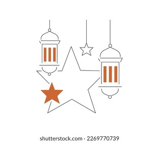 ramadan kareem, minimalist line decorative design. for islmaic poster, icon, logo, background