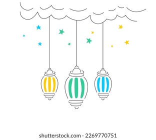 ramadan kareem, minimalist line decorative design. for islmaic poster, icon, logo, background