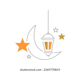 ramadan kareem, minimalist line decorative design. for islmaic poster, icon, logo, background