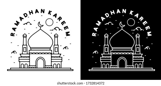 ramadan kareem monoline badge design