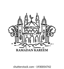 Ramadan kareem monoline design illustration vector