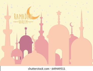 ramadan kareem month celebration greeting card design illustration, happy ied mubarak islamic traditions