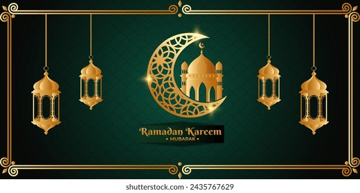 Ramadan Kareem moon Arabic calligraphy, template for banner, invitation, poster, card for the celebration of Muslim community festival