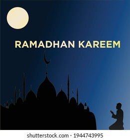 Ramadan Kareem moon background concept with a simple and elegant design