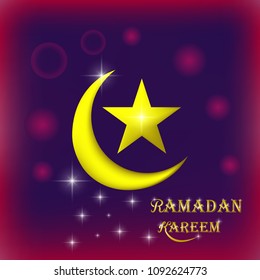Ramadan kareem moon beautiful star frame display illustration vector