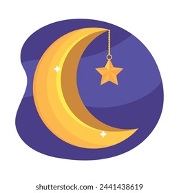 ramadan kareem moon isolated illustration