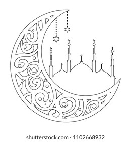 ramadan kareem moon with jerusalem temple