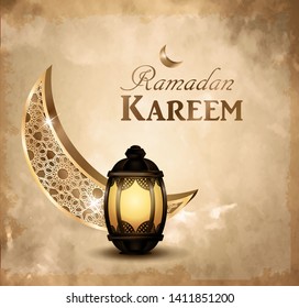 Ramadan Kareem moon and lantern background