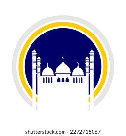 ramadan kareem with moon and lantern islamic illustration simple icon mosque and lantern