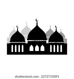 ramadan kareem with moon and lantern islamic illustration simple icon mosque and lantern