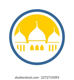 ramadan kareem with moon and lantern islamic illustration simple icon mosque and lantern