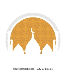 ramadan kareem con luna y farol ilustración islámica simple icono mezquita y farol
