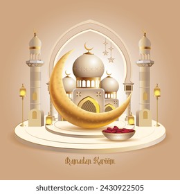 Ramadan Kareem Moon and Mosque