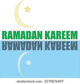 ramadan kareem and moon star. Shadow in water