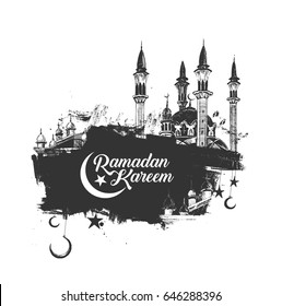 Mezquita Ramadan Kareem o lámpara árabe. ilustración vectorial.