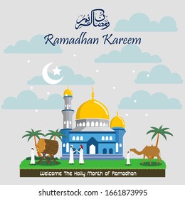 Ramadan Kareem with Mosque background