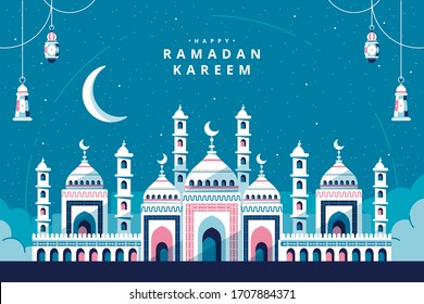 ramadan kareem with mosque background