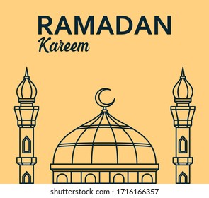 Ramadan Kareem Moschee Hintergrund Monoline Vektor