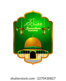 Ramadan kareem with mosque background vector