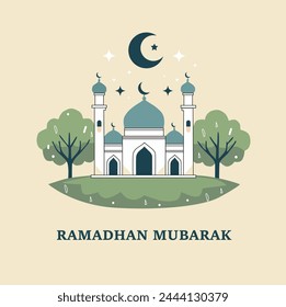 Ramadan Kareem Moschee Cartoon Vektorgrafik