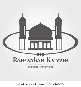 Ramadan Kareem in Mosque Concept. Vector Illustration  