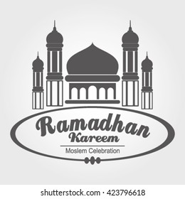 Ramadan Kareem in Mosque Concept. Vector Illustration
