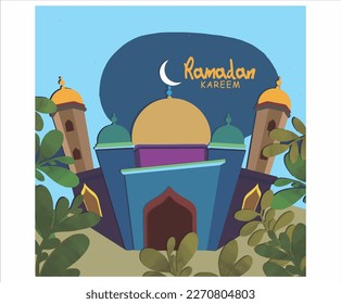 RAMADAN KAREEM MOSQUE graphic design vector illustration