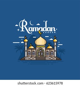 Ramadan Kareem with mosque illustration