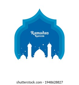 Ramadan Kareem with Mosque Illustration. Good used for Banner, Background, Wallpaper, Greeting Card, Social Media Post, Etc - EPS 10 Vector