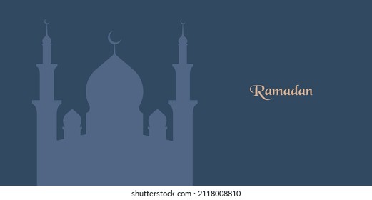 Ramadan Kareem. Mosque. Islamic greeting card template with ramadan for wallpaper design. Poster, media banner. Vector illustration. 