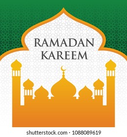 Ramadan Kareem with Mosque and Lantern Vector Design Template