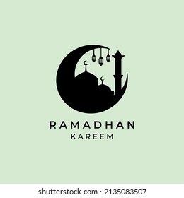ramadan kareem mosque logo islamic illustration vector design