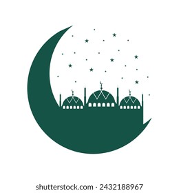 Mezquita de Kareem de Ramadán con luna y estrella ilustración vectorial