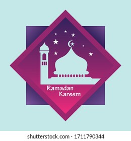 Ramadan Kareem with Mosque on background illustration Islamic Design Vector