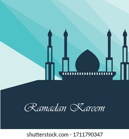 Ramadan Kareem with Mosque on background illustration Islamic Design Vector